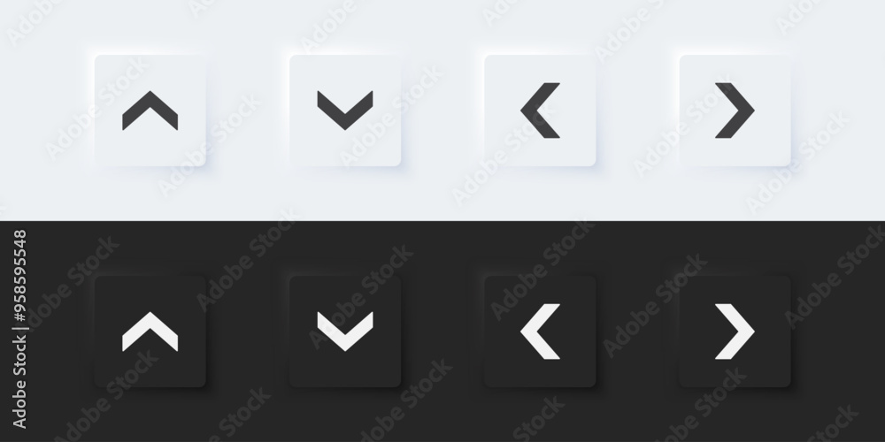 Arrow sign icon. Up down left right sign. A set of square buttons with ...