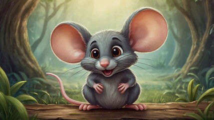 Wall Mural - Cheerful little mouse generative AI 