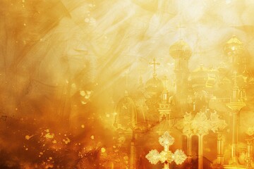 Golden orthodox abstract background symbolizing faith with intricate patterns and sacred art