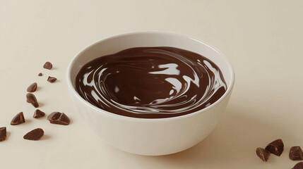 Wall Mural - Chocolate sauce on a light beige background 