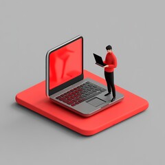 Aufkleber - 3d laptop with a person