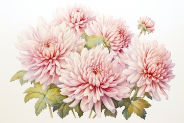 Canvas Print - Painting of chrysanthemum chrysanths drawing dahlia.