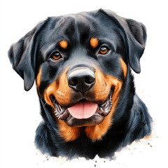 Beautiful Rottweiler Watercolor Clipart, Dog Colored Design for Your Corporate and Business Graphic Resource or Creative Project, Ai Generative