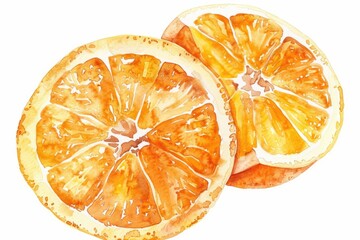 Canvas Print - Watercolor Illustration of Fresh Orange Fruit Compositions Collection