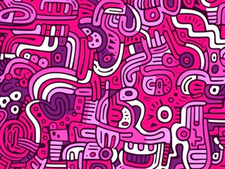 Seamless fun line doodle Magenta pattern