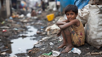 Wall Mural - Child in Poverty