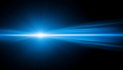 horizontal blue lens flare on black background