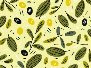 Seamless fun line doodle Olive pattern