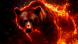 © Kraiwit - red bear surrounded by fire, representing the intense pressure of a bearish market
