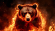 © Kraiwit - red bear surrounded by fire, representing the intense pressure of a bearish market