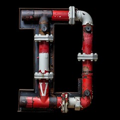 Wall Mural - a close up of a red and white pipe with a black background