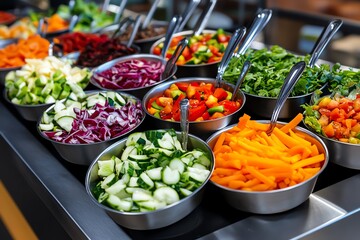 Canteen salad bar, endless choices, fresh toppings ensure a healthy, personalized meal