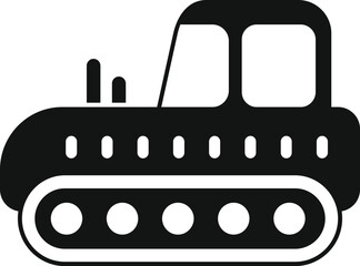 Poster - Black and white icon of a crawler tractor, a powerful machine designed for earthmoving and construction tasks
