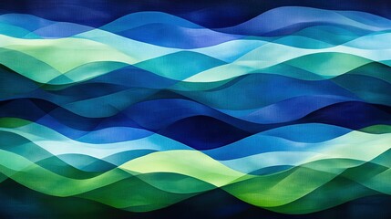 Poster - Abstract waves in shades of blue and green create a serene water-inspired design