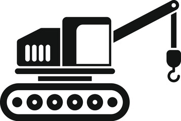 Poster - Simple vector icon of a crawler crane lifting its hook, in black glyph style