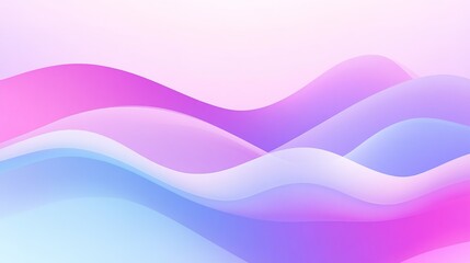 Wall Mural - Abstract waves in soft pink, purple, and blue gradients create a serene background evokes calmness and creativity