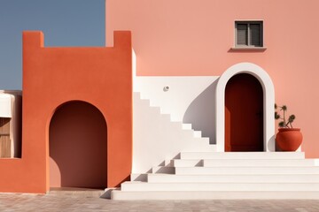 Poster - Historic mediterranean city architecture staircase building.