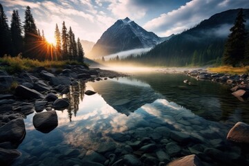 Wall Mural - Mountain nature wilderness landscape.