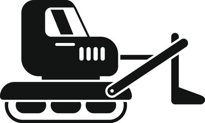 Poster - Small bulldozer with caterpillar wheels moving earth on a construction site