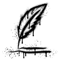 old style quill pen graffiti with black spray paint. vector illustration.