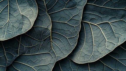 Wall Mural - Close-up of Delicate Leaf Veins in a Dark Green Hue