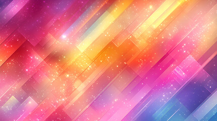 Poster - Abstract vibrant background with geometric shapes in bright pink, orange, and yellow hues for creative designs and artistic presentations