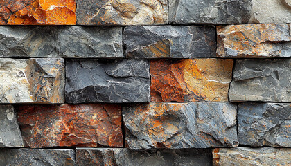 Sticker - Old brick wall built with rough stone stack generated by AI