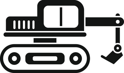 Poster - simple icon of an excavator working, with its mechanical arm extended and its shovel in the air