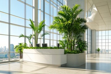 Poster - Stylish office interior with meeting and coworking spaces. Mockup wall.