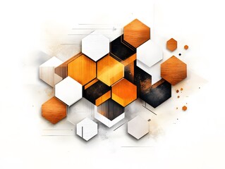 Wall Mural - Abstract Hexagon Pattern with Wooden Texture.