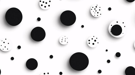 Poster - Monochromatic Polka Dot Play: A minimalist pattern of black and white circles dances across a clean background, offering a playful yet sophisticated design element. 