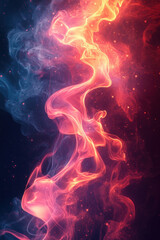 Poster - Abstract swirling red and blue smoke captured in a mesmerizing dance of light and color, creating a dynamic and ethereal visual experience.