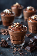 Wall Mural - Triple chocolate mousse in a glass cup