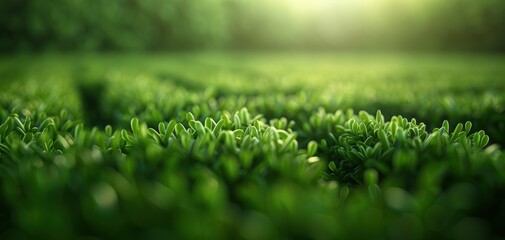 Aufkleber - A field of green grass with a sun shining on it