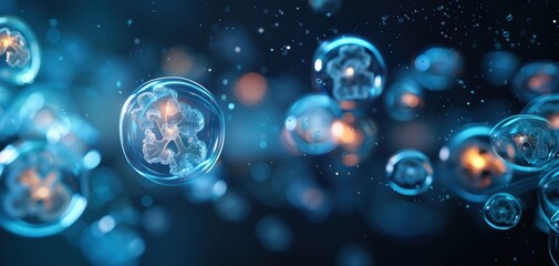 Aufkleber - A blue and orange image of many small bubbles