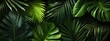 © Peter - A background of dark green palm leaves with vibrant colors, creating an exotic and lush atmosphere