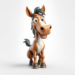 Sticker - Horse goofy funny cute cartoon 3d figurine on plain white background