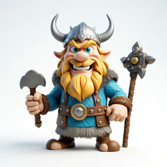 Canvas Print - viking goofy funny cute cartoon 3d figurine on plain white background