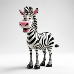 Canvas Print - Zebra goofy funny cute cartoon 3d figurine on plain white background