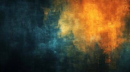 Poster - Abstract Grunge Background with Dark Colors and Yellow, Orange, and Blue Tones