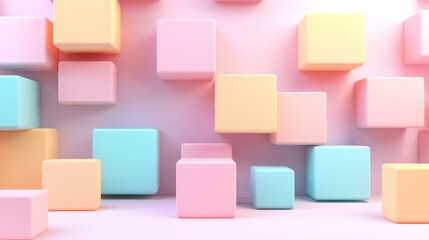 Poster - Colorful  cubes arranged in a lively and bright pattern, creating a modern and playful abstract background perfect for various creative uses.