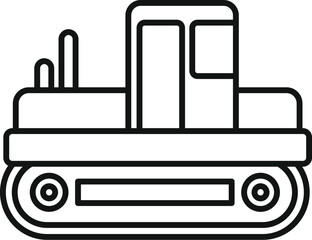 Poster - Simple black and white line art of a construction bulldozer excavating land