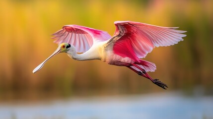 Canvas Print - Roseate Spoonbill in Flight