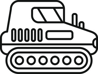 Poster - Icon of a futuristic vehicle with tracks for navigating challenging terrains, rendered in a clean line art style