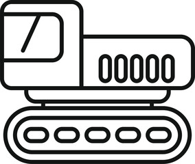 Poster - Crawler excavator, a heavy equipment machine, depicted in a simple line icon style, representing construction and earthmoving activities