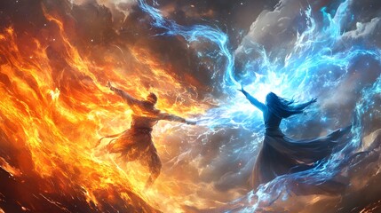 Wall Mural - Fire and Water Magic.