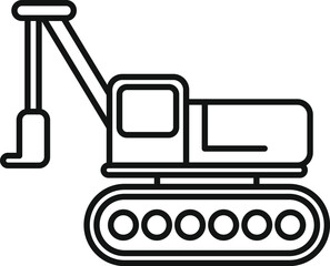 Poster - simple outline icon of an excavator working on a construction site