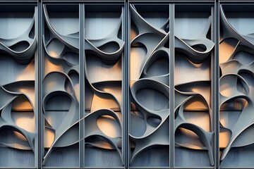 Sticker - Modern Architectural Facade with Curved Panels.