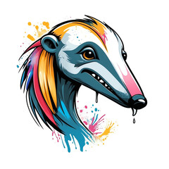 Poster - Anteater head graffiti street style logo on plain white background