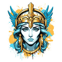 Poster - athena head graffiti street style logo on plain white background